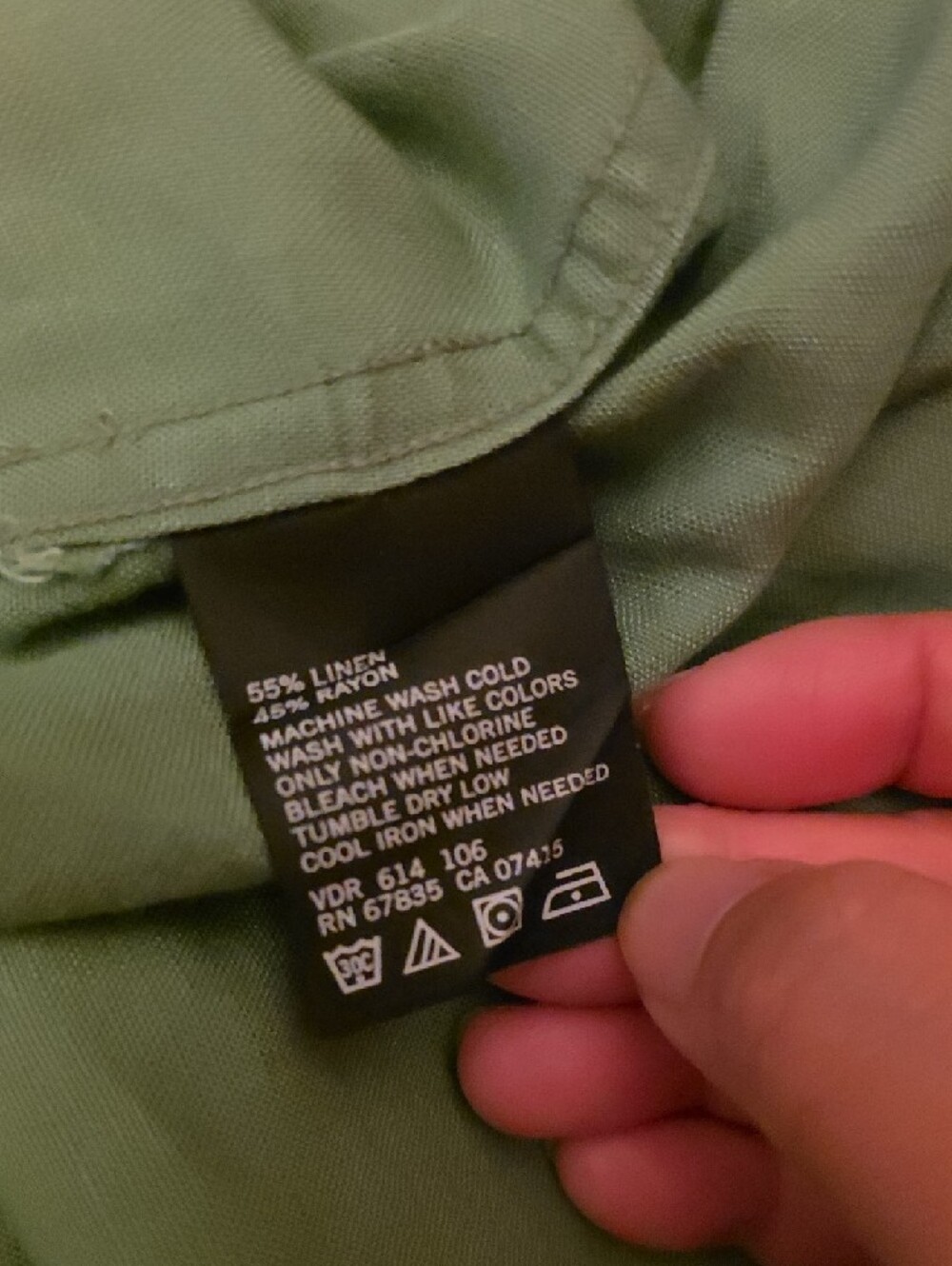 Nautica Button-Down Linen Sage Green Short-Sleeved Men's Shirt - Size Large - Picture 9 of 11